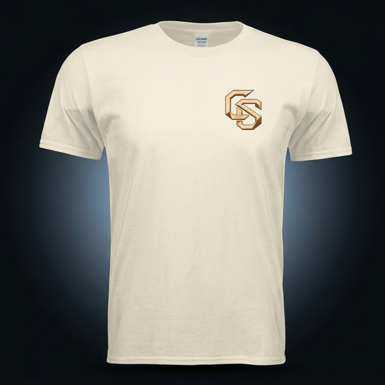 Cream shirt front with matching studio background